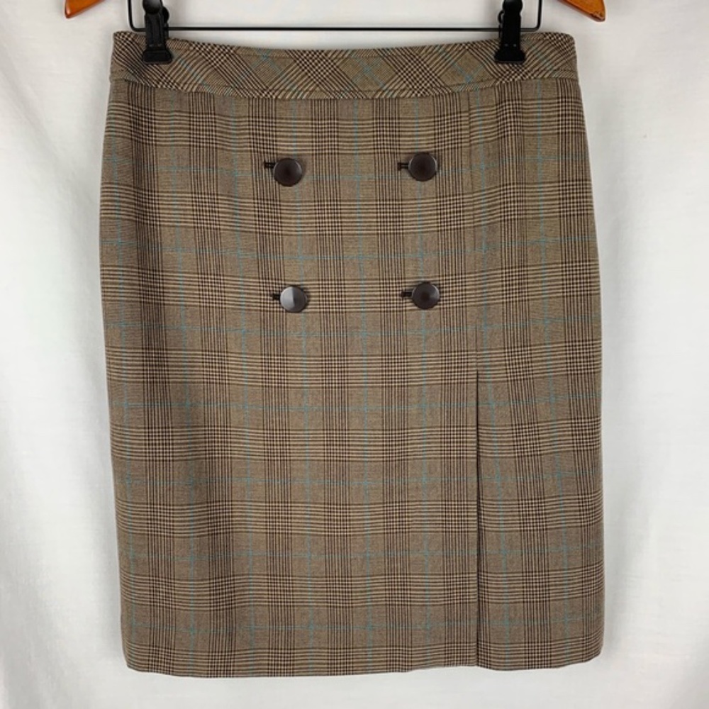 Apostrophe Stretch women's brown plaid skirt, 6